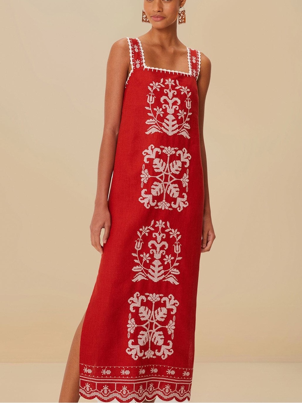 NWT FARM Rio Red Tropical Cross Stitch
Embroidered Midi Dress - Size XL - Picture 3 of 15